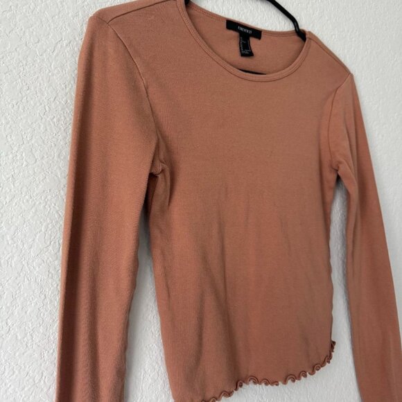 Brown Fitted Basic Long Sleeve Tee - Picture 5 of 6